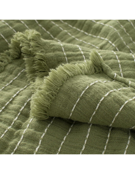 Manta de Muselina GINAMUSE 100% Algodón Verde Salvia 152x229cm