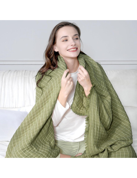 Manta de Muselina GINAMUSE 100% Algodón Verde Salvia 152x229cm