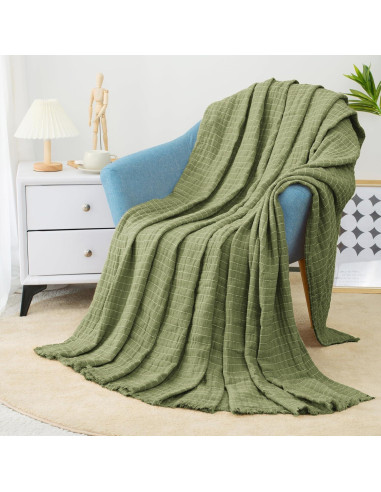 Manta de Muselina GINAMUSE 100% Algodón Verde Salvia 152x229cm