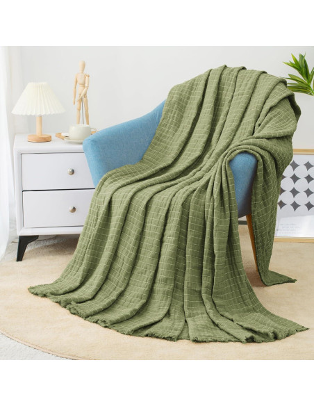 Manta de Muselina GINAMUSE 100% Algodón Verde Salvia 152x229cm