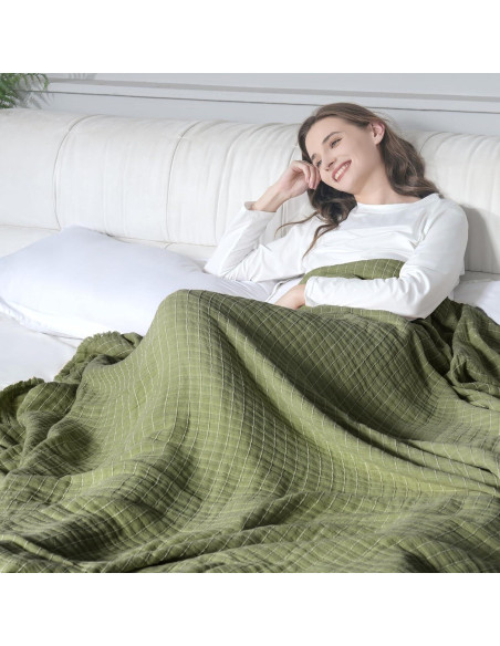 Manta de Muselina GINAMUSE 100% Algodón Verde Salvia 152x229cm