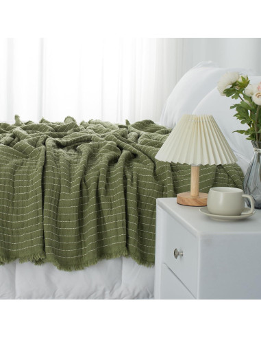 Manta de Muselina GINAMUSE 100% Algodón Verde Salvia 152x229cm