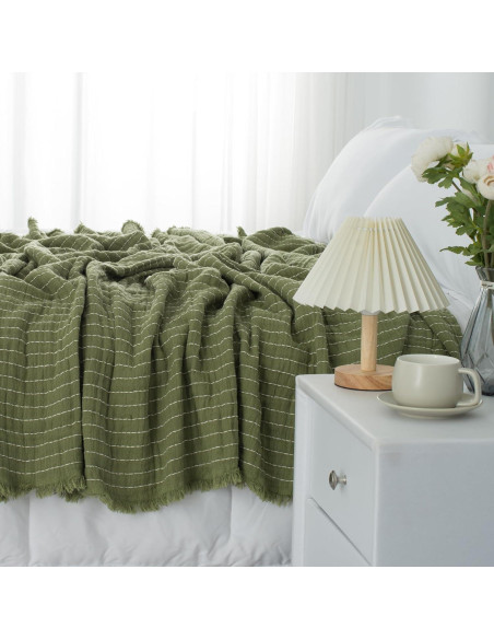 Manta de Muselina GINAMUSE 100% Algodón Verde Salvia 152x229cm