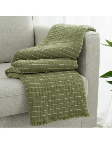 Manta de Muselina GINAMUSE 100% Algodón Verde Salvia 152x229cm