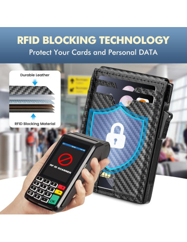 Billetera Minimalista Vandz HC-6 con Bloqueo RFID - Fibra de Carbono