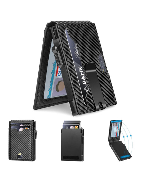 Billetera Minimalista Vandz HC-6 con Bloqueo RFID - Fibra de Carbono