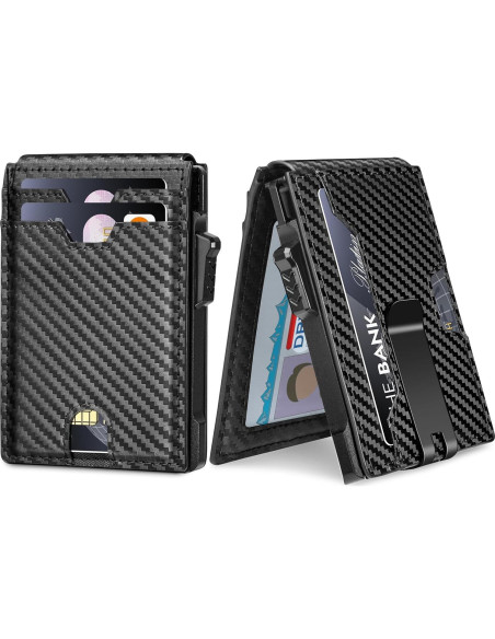 Billetera Minimalista Vandz HC-6 con Bloqueo RFID - Fibra de Carbono