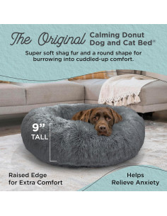 Cama Donut Calmante para Perros y Gatos Mejores Amigos 91cm Gris 2