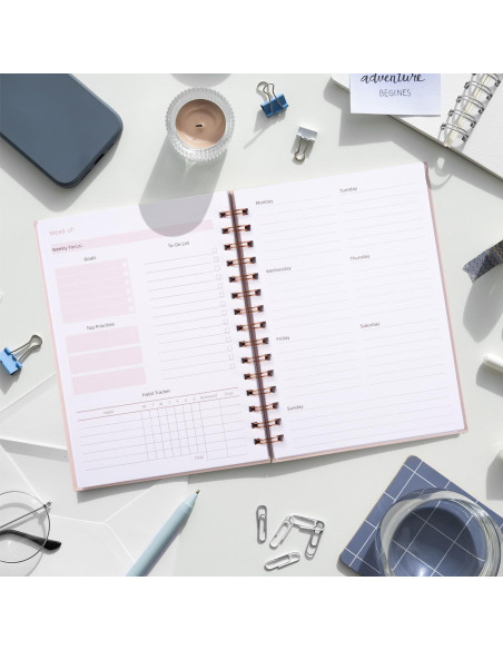 Planificador Semanal y Mensual LONLAT Rosa 15.5x21.3 cm