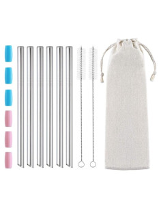 Pajitas Reutilizables de Acero Inoxidable Otstar 6 Pcs 12 mm