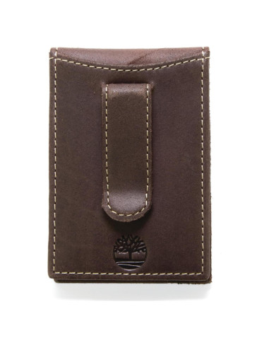Billetera de cuero delgado Timberland para hombre con clip y 4 tarjetas