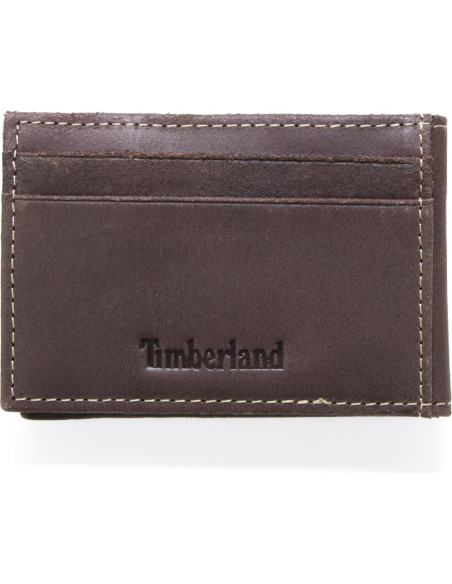 Billetera de cuero delgado Timberland para hombre con clip y 4 tarjetas