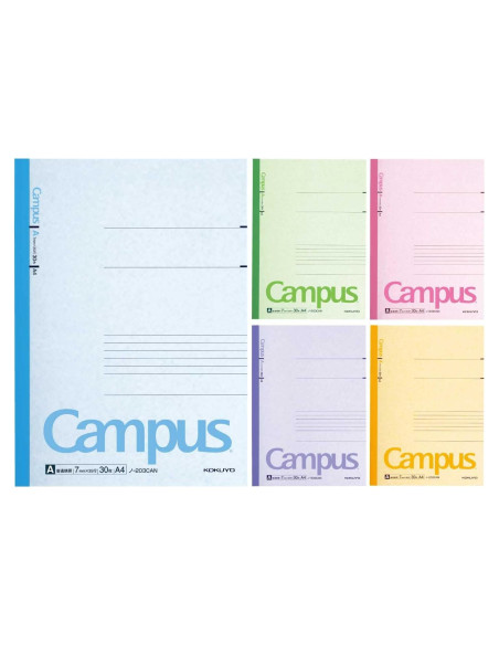 Cuaderno KOKUYO Campus A4 Rayado 30 Hojas Paquete 5 Colores