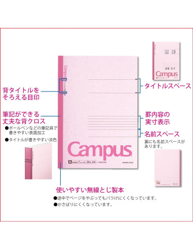 Cuaderno KOKUYO Campus A4 Rayado 30 Hojas Paquete 5 Colores