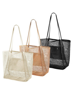 3 Bolsas de Playa de Malla Paterr 23L Nylon Plegables