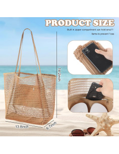 3 Bolsas de Playa de Malla Paterr 23L Nylon Plegables 2