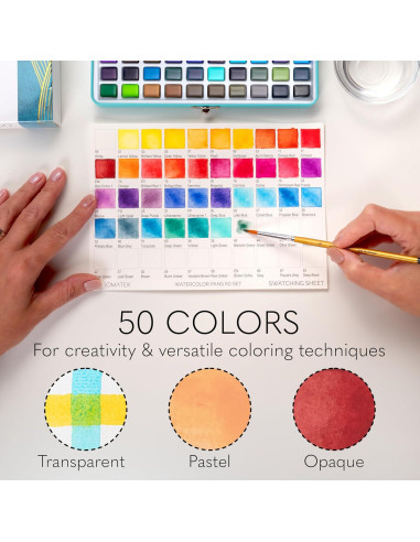Juego de Pintura Acuarela CHROMATEK 50 Colores y Estuche