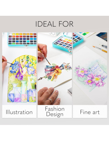 Juego de Pintura Acuarela CHROMATEK 50 Colores y Estuche