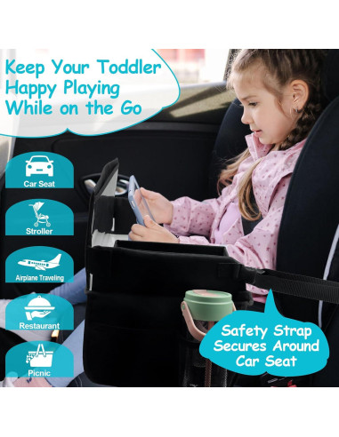 Bandeja de Viaje para Niños Julaiwy - Organizador para Coche Negro
