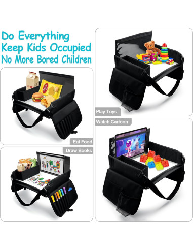 Bandeja de Viaje para Niños Julaiwy - Organizador para Coche Negro