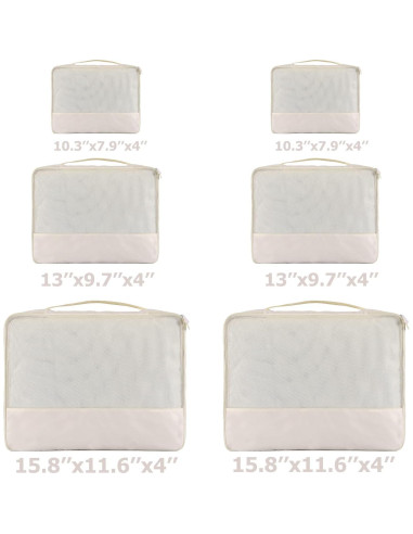Conjuntos de Cubos de Empaque DoubleTrip 6 Piezas Nylon Crema