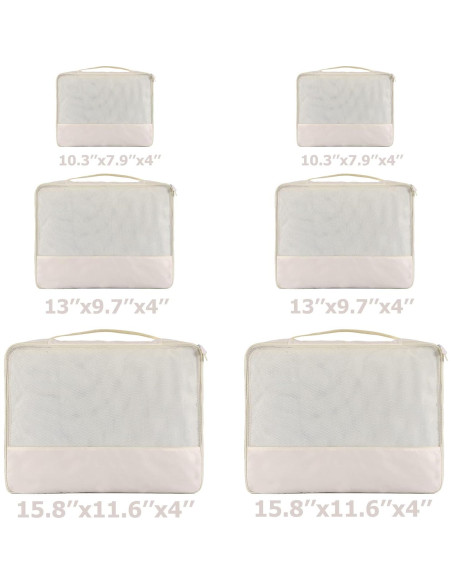 Conjuntos de Cubos de Empaque DoubleTrip 6 Piezas Nylon Crema
