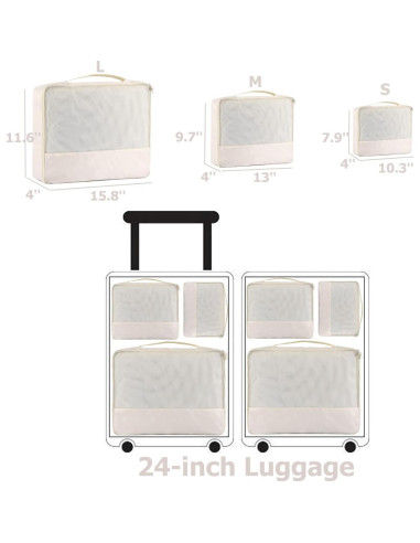 Conjuntos de Cubos de Empaque DoubleTrip 6 Piezas Nylon Crema