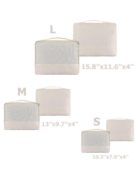 Conjuntos de Cubos de Empaque DoubleTrip 6 Piezas Nylon Crema