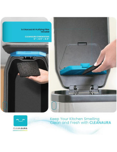 Bote de Basura Delgado Home Zone Living 50L Acero Inoxidable 2