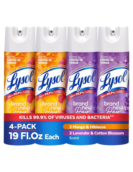 Spray Desinfectante Lysol 4 Pack Lavanda y Mango 400ml