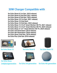 Cargador 30W Tai Ke para Alexa Echo Show y Echo Plus 2