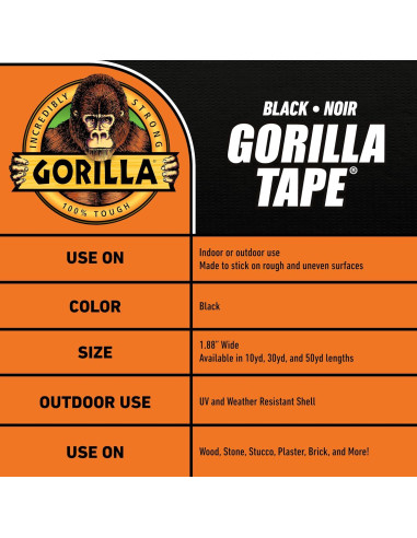 Cinta Ducto Gorilla 48mm x 32m Resistente Todo Clima Pack 1