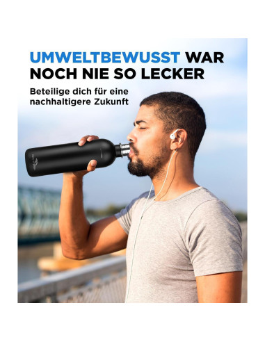 Botella de Acero Inoxidable MATE OF STEEL 2x1035ml para SodaStream