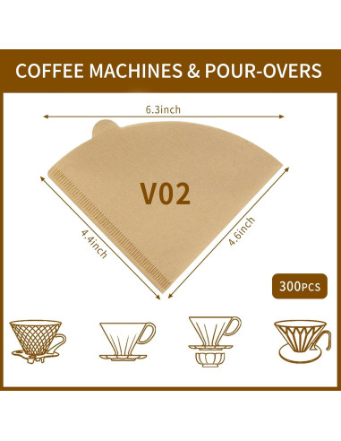 Filtros de café PADELE 300 unidades tamaño 02 papel natural