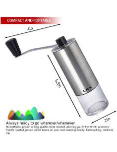 Molinillo de Café Manual LHS con Muela Cerámica Ajustable 280g 2