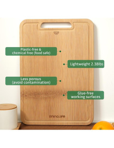Tabla de Cortar Grande RhinoLife de Bambú 40x28 cm Antimicrobiana 2