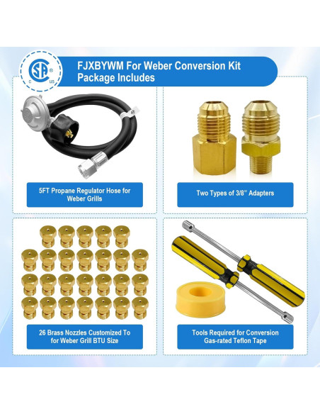 Kit de Conversión Gas Natural a Propano FJXBYWM para Parrillas Weber