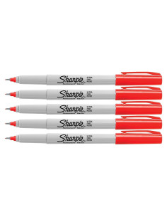 Marcadores Permanentes Sharpie Rojo Punta Ultra Fina - 5 Pzas