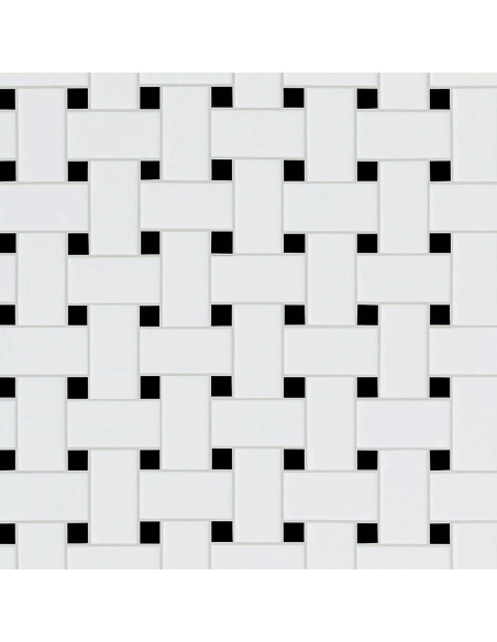 Teja de Porcelana Mosaico Tenedos HTC411 30.48x30.48 cm Negro Blanco Mate Teja de Porcelana Mosaico Tenedos HTC411 30.48x30.48 cm Negro Blanco Mate