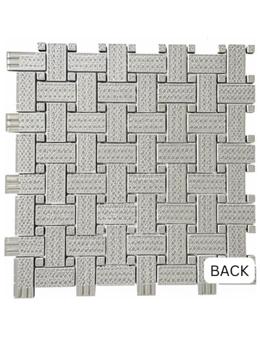 Teja de Porcelana Mosaico Tenedos HTC411 30.48x30.48 cm Negro Blanco Mate