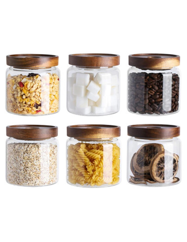 Juego de 6 tarros de vidrio herméticos Kanwone 500ml