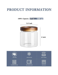 Juego de 6 tarros de vidrio herméticos Kanwone 500ml 2