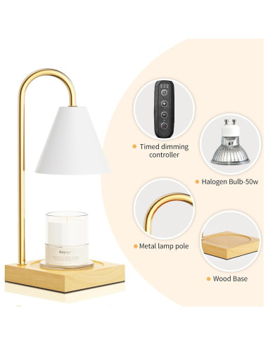Lámpara Calentadora de Velas Anyage CL, Regulable 50W, Blanca