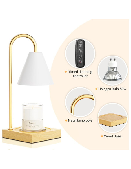 Lámpara Calentadora de Velas Anyage CL, Regulable 50W, Blanca