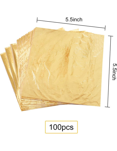 Juego de Hojas de Imitación de Oro 300 Hojas 14x14 cm