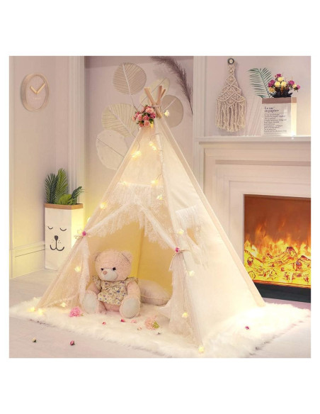 Tienda Tipi de Encaje para Niñas TreeBud 1.52m Color Marfil Tienda Tipi de Encaje para Niñas TreeBud 1.52m Color Marfil