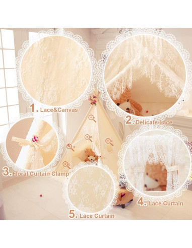 Tienda Tipi de Encaje para Niñas TreeBud 1.52m Color Marfil