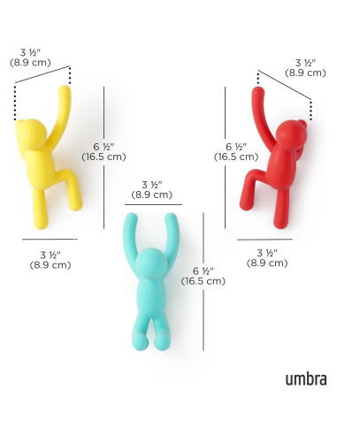 Ganchos de Pared Umbra Buddy Set de 3 Multicolores 2.3 kg