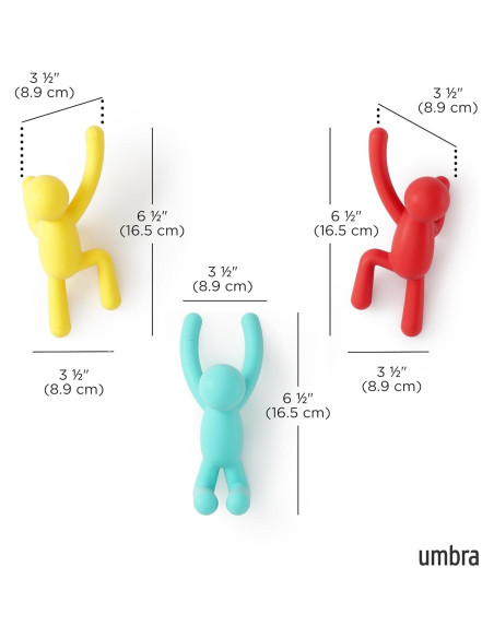 Ganchos de Pared Umbra Buddy Set de 3 Multicolores 2.3 kg