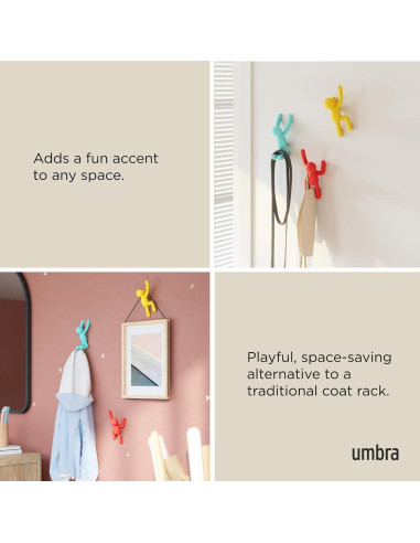 Ganchos de Pared Umbra Buddy Set de 3 Multicolores 2.3 kg